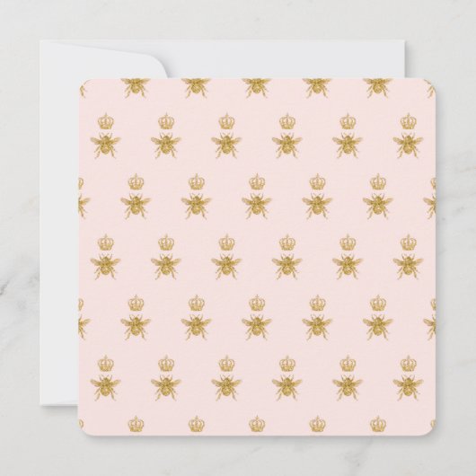 モマートビー金ゴールドグリッターピンクガールベビー 招待状 (裏面)