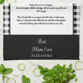 モマ最高のー・エバー、モノグラム白黒バッファロー・プレイド キッチンタオル (折り畳み)