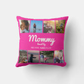 モマ賛美ーフォトコラージュパーソナライズされたホットピンク クッション (裏面)