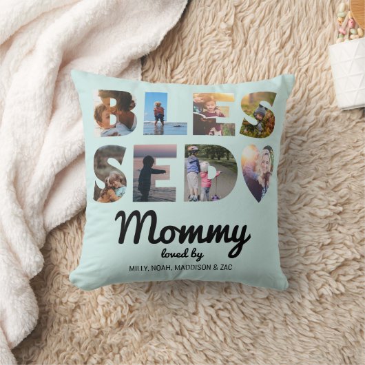 モマ賛美ーフォトコラージュパーソナライズされたミント クッション (ブランケット)