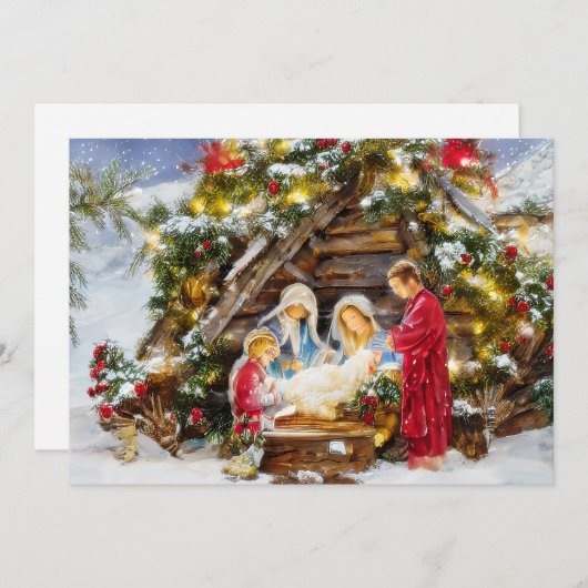 モミとベリーの出生バジェットクリスマス シーズンカード (正面/裏面)