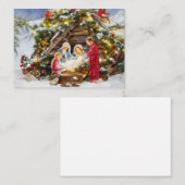 モミとベリーの出生予算ミニクリスマス ノートカード (正面/裏面)