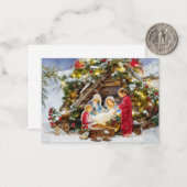 モミとベリーの出生予算ミニクリスマス ノートカード (正面/裏面インサイチュ)
