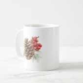 モミの実とベリーのクリスマス コーヒーマグカップ (正面左)