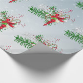 モミの小枝とキャンディーケーン ラッピングペーパー (角)