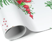 モミの小枝とキャンディーケーン ラッピングペーパー (ロールコーナー)