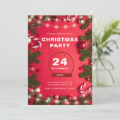 モミの小枝とクリスマスライトクリスマス 招待状 (スタンド正面)
