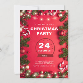 モミの小枝とクリスマスライトクリスマス 招待状