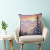 モミの木々と太陽の冬の山の風景 クッション (椅子)