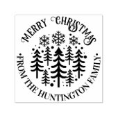モミの木と雪の結晶メリークリスマスの名前 セルフインキングスタンプ (デザイン)