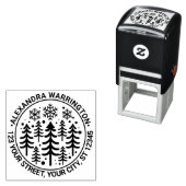 モミの木と雪片の名前差出人住所#2 セルフインキングスタンプ (インサイチュ)