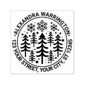 モミの木と雪片の名前差出人住所#2 セルフインキングスタンプ (デザイン)