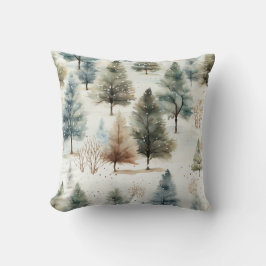 モミの木に雪が降っている –  クッション