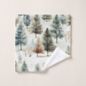 モミの木に雪が降っている – バスタオルセット (ウォッシュタオル)