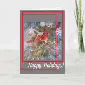 モミの木に（鳥）ショウジョウコウカンチョウ カード (正面)