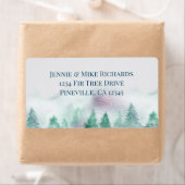 モミの木の冬の森の水の色アドレス ラベル (インサイチュ)