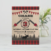 モミの木の切り株の森の荒野の誕生日 招待状 (スタンド正面)