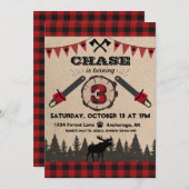 モミの木の切り株の森の荒野の誕生日 招待状 (正面/裏面)