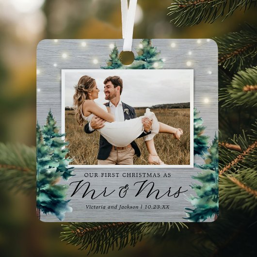 モミの木の初めてのクリスマス Mr & Mrs メタルオーナメント