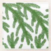 モミの木の枝 ガラスコースター (正面)