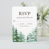 モミの木の田舎風ウェディングRSVP 出欠カード (スタンド正面)