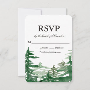 モミの木の田舎風ウェディングRSVP 出欠カード