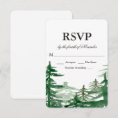 モミの木の田舎風ウェディングRSVP 出欠カード (正面/裏面)