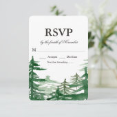 モミの木の田舎風ウェディングRSVP 出欠カード (スタンド正面)