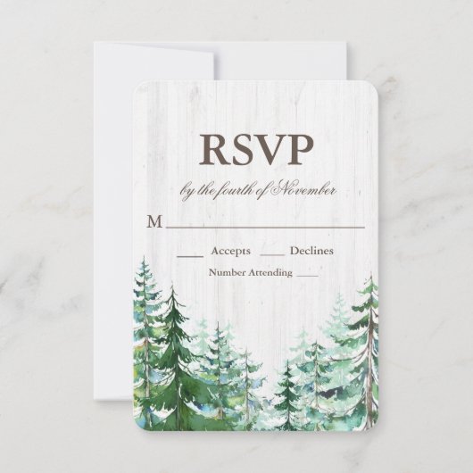 モミの木の田舎風結婚式 RSVP (正面)