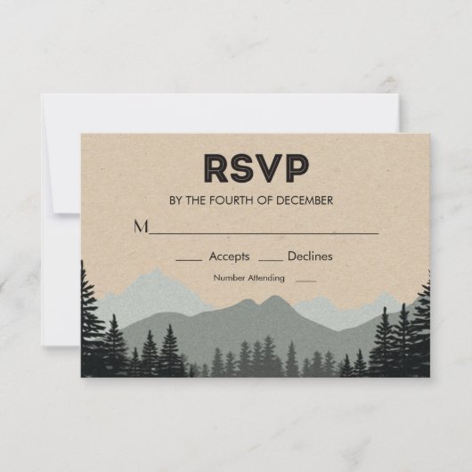 モミの木の結婚式RSVP　ウッディ 出欠カード (正面)