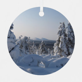 モミの木の雪景色 メタルオーナメント