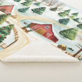 モミの木素朴が植えられた水彩冬の風景 シェルパブランケット (3/4)