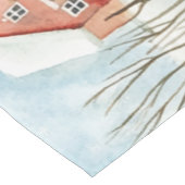 モミの木素朴が植えられた水彩冬の風景 ショートテーブルランナー (コーナー)