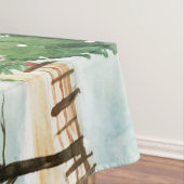 モミの木素朴が植えられた水彩冬の風景 テーブルクロス (インサイチュ)