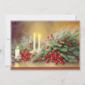 モミの果実とロウソクはクリスマスを予算 シーズンカード (正面)