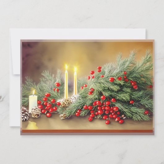 モミの果実とロウソクはクリスマスを予算 シーズンカード (正面)