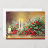 モミの果実とロウソクはクリスマスを予算 シーズンカード (正面/裏面)