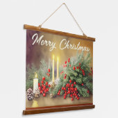 モミの果実とロウソク 吊り下げ型タペストリー (傾斜あり)