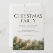 モミの枝とライトのエレガントなクリスマスパーティー 招待状 (正面)