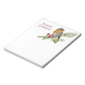 モミの枝、ホリーベリー、ホリー葉の木、鳥 ノートパッド (回転)