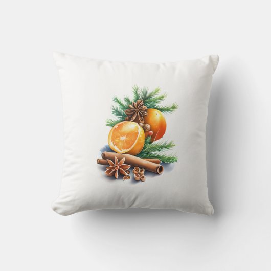 モミの横にクローブとシナモンを付けたミカン離れ クッション (正面)