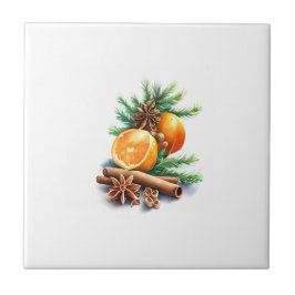 モミの横にクローブとシナモンを付けたミカン離れ タイル