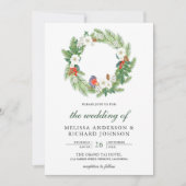 モミの葉のリース クリスマス 結婚式 招待状 (正面)