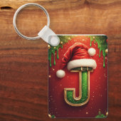 モミジのクリスマスリースのサンタのJ文字 🎅 キーホルダー (正面)