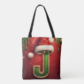 モミジのクリスマスリースのサンタのJ文字 🎅 トートバッグ (裏面)