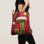 モミジのクリスマスリースのサンタのJ文字 🎅 トートバッグ (クローズアップ)