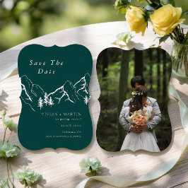 モミジの森のエメラルドグリーンのフォト・セイヴ・ザ・デート 招待状