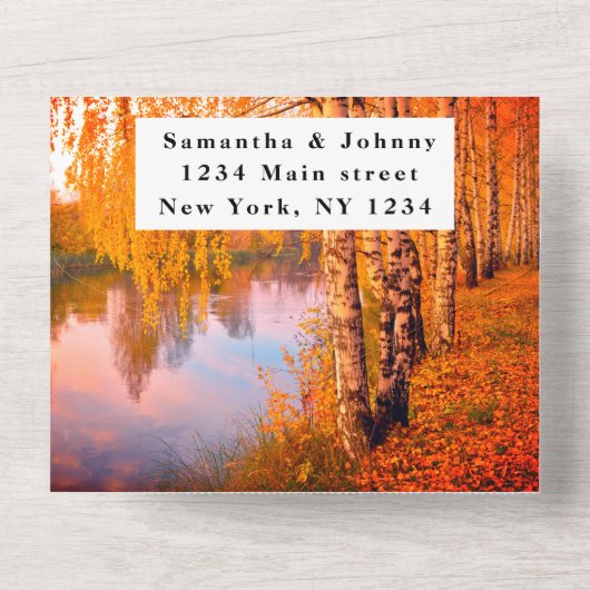 モミジの秋の木の葉 ウェディング アニバーサリー オールインワン招待状 (裏面)