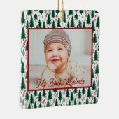 モミモダンの木のパターンベビーの初めてのクリスマス セラミックオーナメント (右)