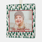 モミモダンの木のパターンベビーの初めてのクリスマス セラミックオーナメント (左)